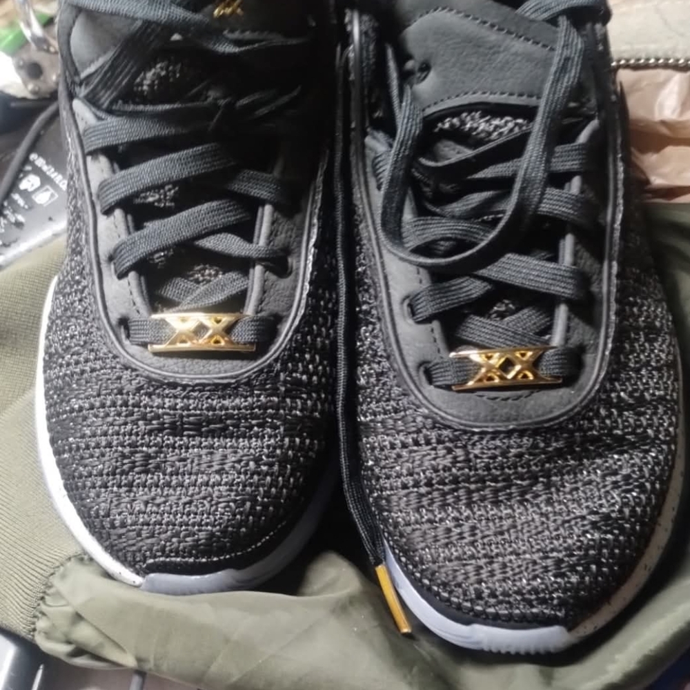 Gold and Black Sneakers with Breathable Mesh